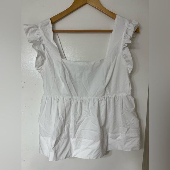 Lilly Pulitzer Tiana Babydoll White Ruffle Sleeve Women's Top - Picture 3 of 7